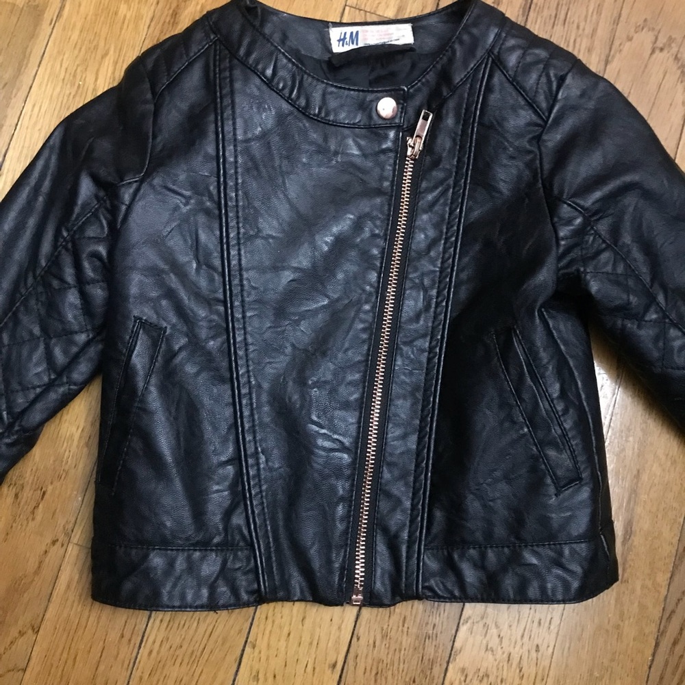Toddler girls motorcycle leather jacket